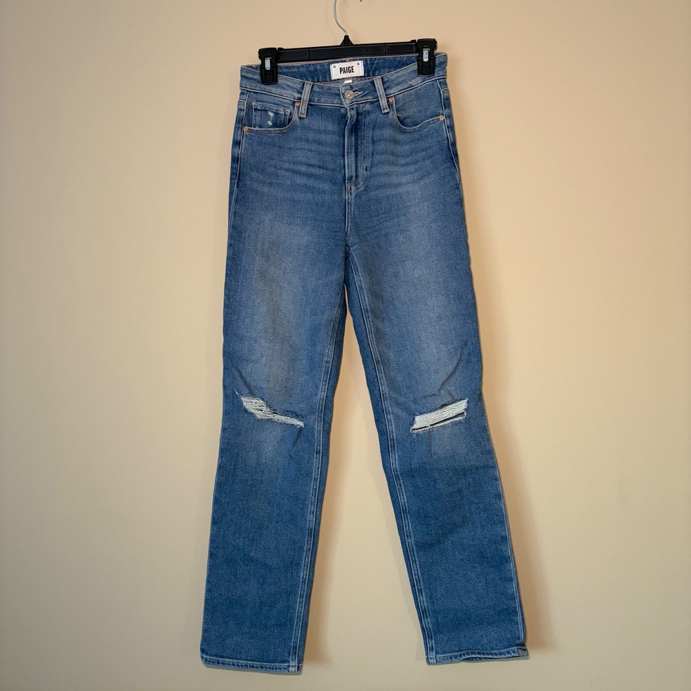 PAIGE Women's Straight‎ Leg Jeans Distressed Medium Wash Size 25